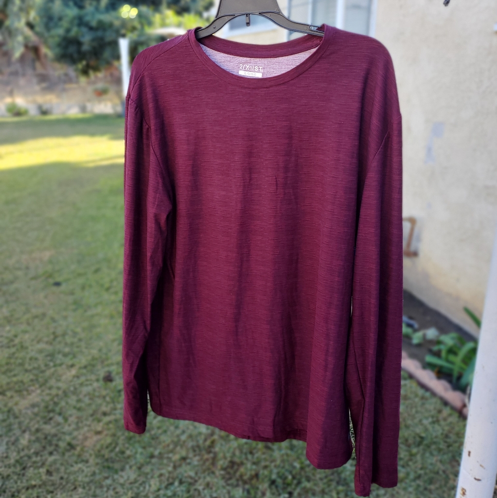 Men's Super Soft Shirt Large Wine Maroon Long Sleeve